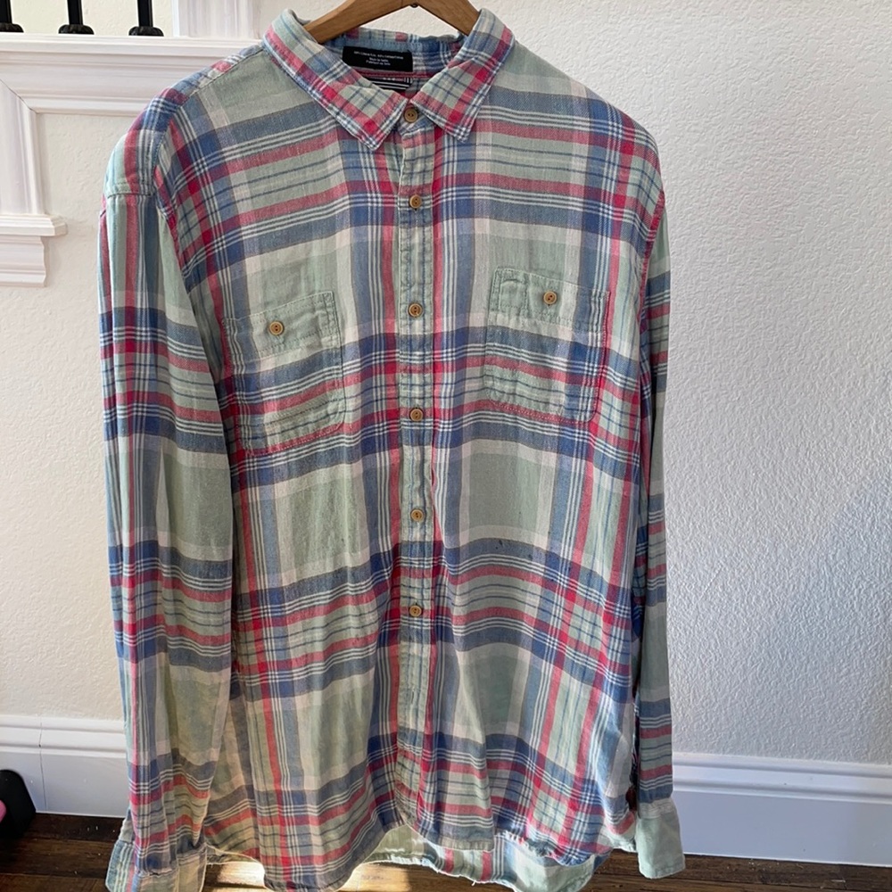 Nordstrom Men’s Shop - Green & Pink flannel shirt - Size XXL / Trim Fit